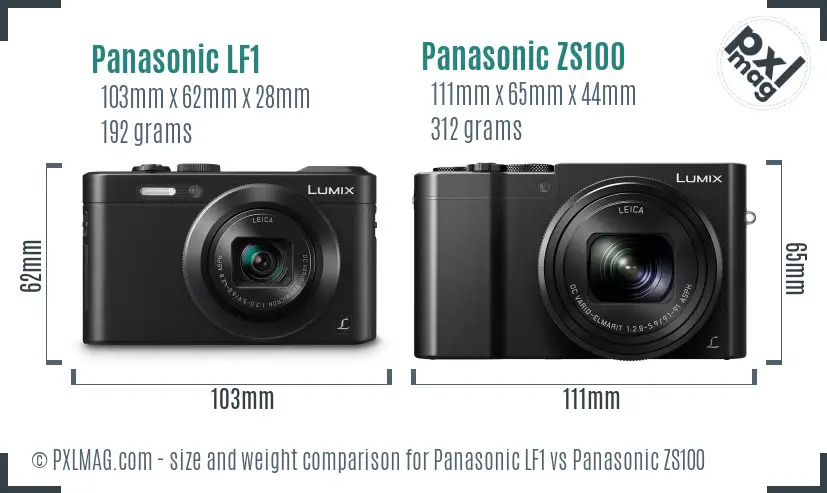 Panasonic LF1 vs Panasonic ZS100 size comparison