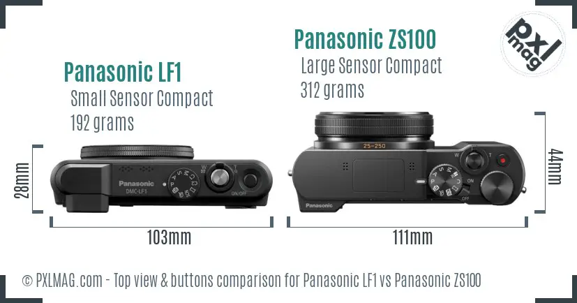 Panasonic LF1 vs Panasonic ZS100 top view buttons comparison
