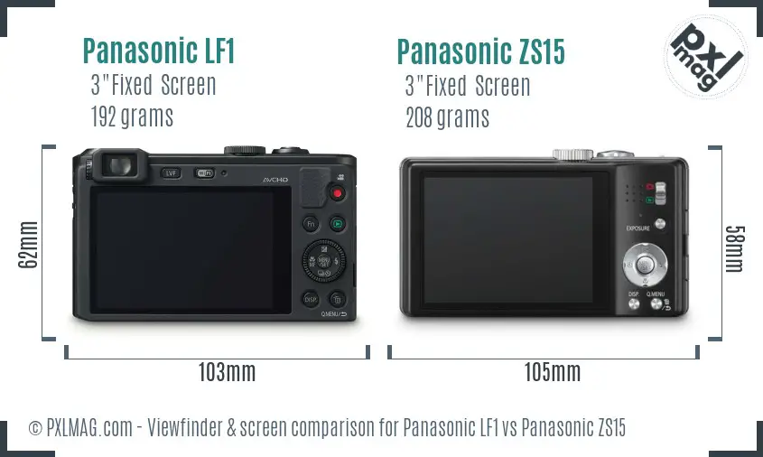 Panasonic LF1 vs Panasonic ZS15 Screen and Viewfinder comparison