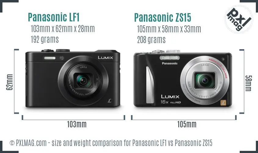 Panasonic LF1 vs Panasonic ZS15 size comparison