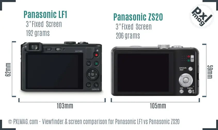 Panasonic LF1 vs Panasonic ZS20 Screen and Viewfinder comparison