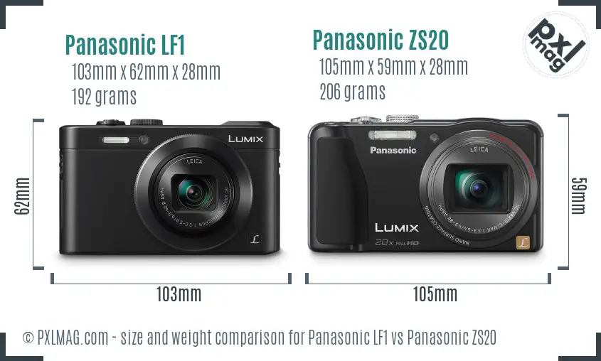 Panasonic LF1 vs Panasonic ZS20 size comparison