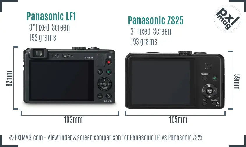 Panasonic LF1 vs Panasonic ZS25 Screen and Viewfinder comparison