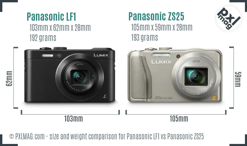 Panasonic LF1 vs Panasonic ZS25 size comparison
