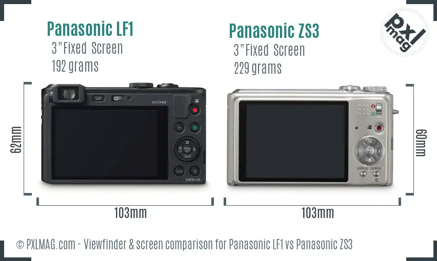 Panasonic LF1 vs Panasonic ZS3 Screen and Viewfinder comparison