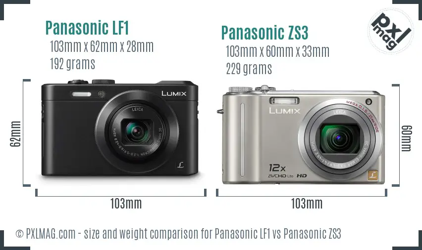 Panasonic LF1 vs Panasonic ZS3 size comparison