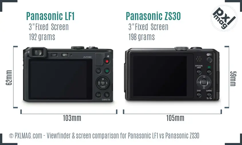 Panasonic LF1 vs Panasonic ZS30 Screen and Viewfinder comparison