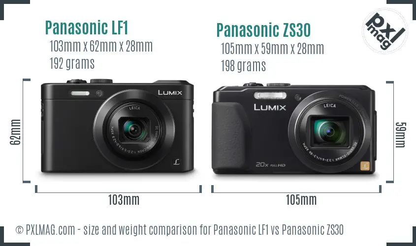 Panasonic LF1 vs Panasonic ZS30 size comparison