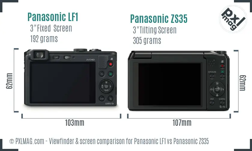 Panasonic LF1 vs Panasonic ZS35 Screen and Viewfinder comparison