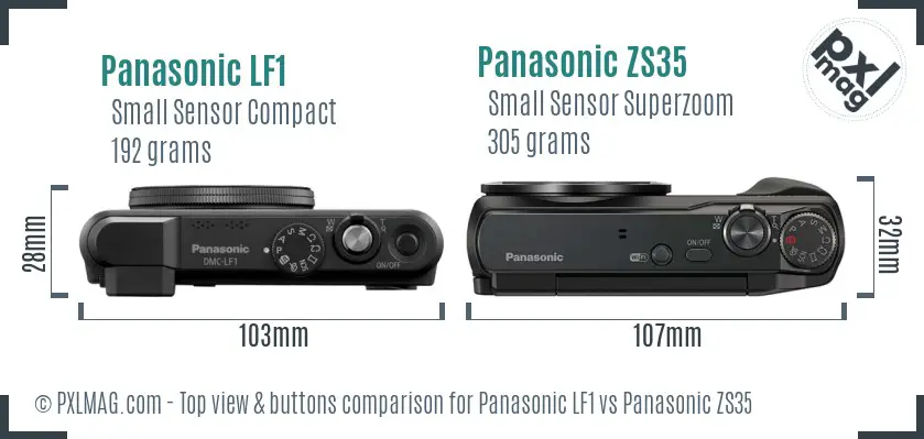 Panasonic LF1 vs Panasonic ZS35 top view buttons comparison