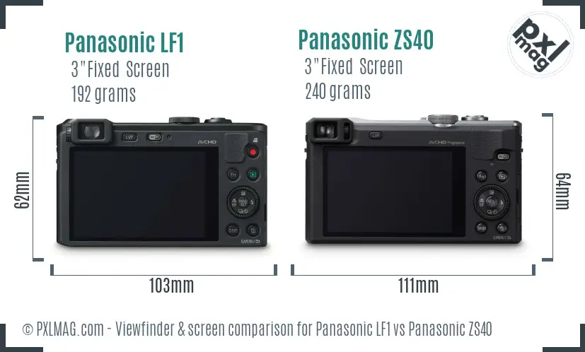 Panasonic LF1 vs Panasonic ZS40 Screen and Viewfinder comparison