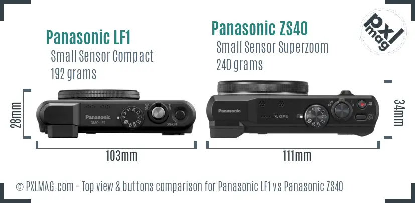 Panasonic LF1 vs Panasonic ZS40 top view buttons comparison