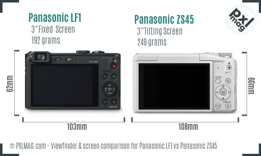 Panasonic LF1 vs Panasonic ZS45 Screen and Viewfinder comparison