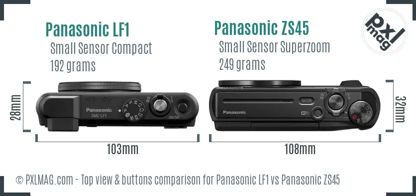 Panasonic LF1 vs Panasonic ZS45 top view buttons comparison