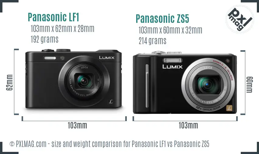 Panasonic LF1 vs Panasonic ZS5 size comparison