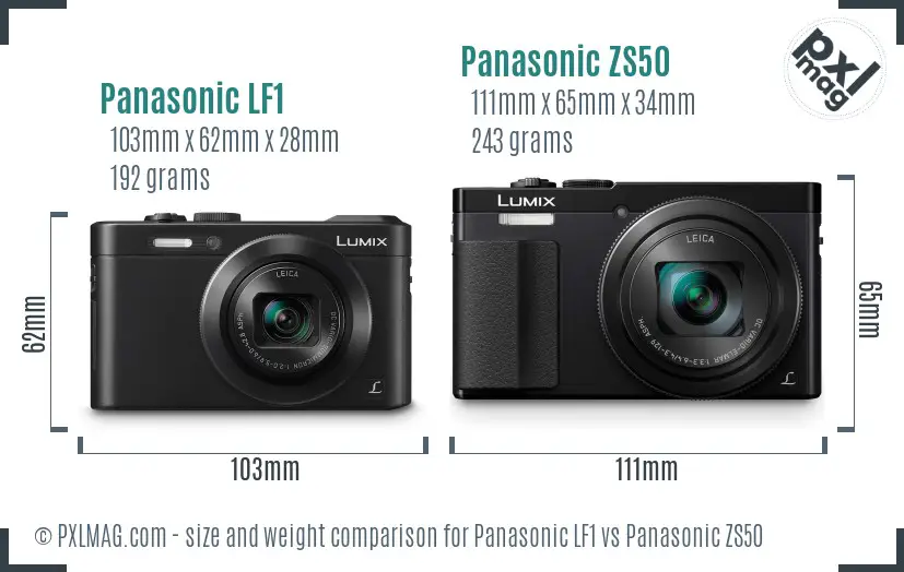 Panasonic LF1 vs Panasonic ZS50 size comparison