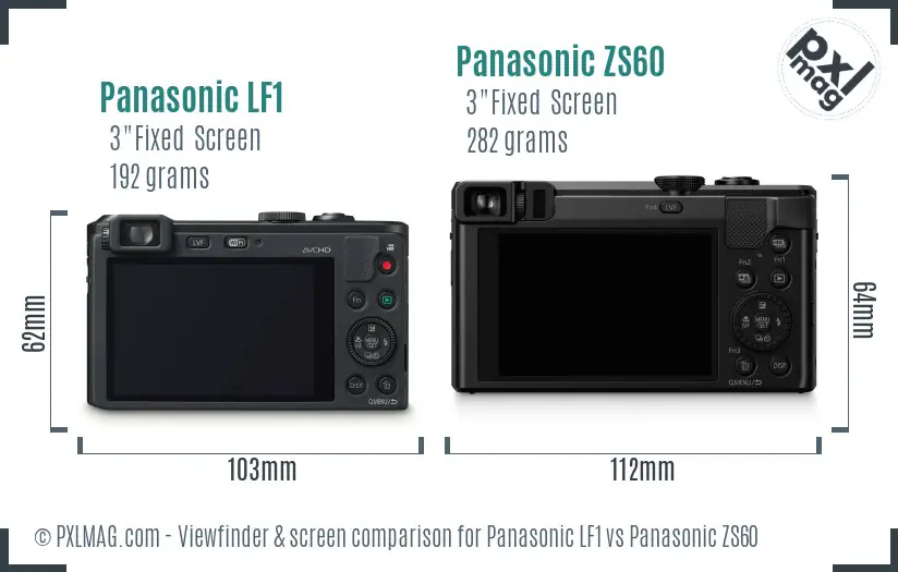 Panasonic LF1 vs Panasonic ZS60 Screen and Viewfinder comparison