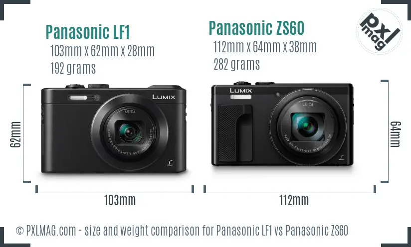 Panasonic LF1 vs Panasonic ZS60 size comparison