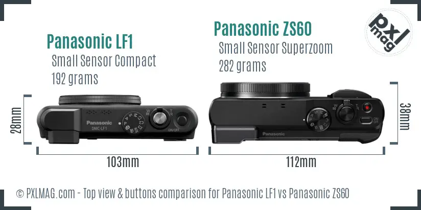 Panasonic LF1 vs Panasonic ZS60 top view buttons comparison