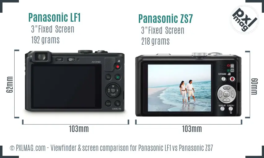 Panasonic LF1 vs Panasonic ZS7 Screen and Viewfinder comparison