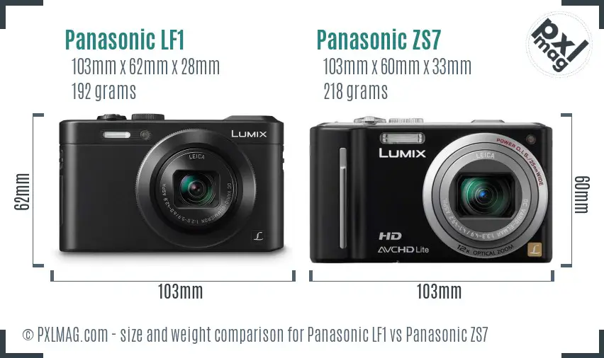 Panasonic LF1 vs Panasonic ZS7 size comparison
