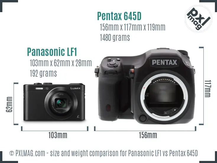 Panasonic LF1 vs Pentax 645D size comparison