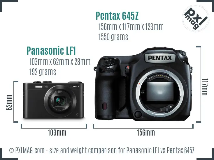 Panasonic LF1 vs Pentax 645Z size comparison