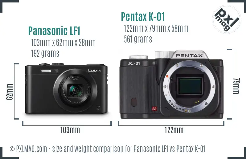 Panasonic LF1 vs Pentax K-01 size comparison
