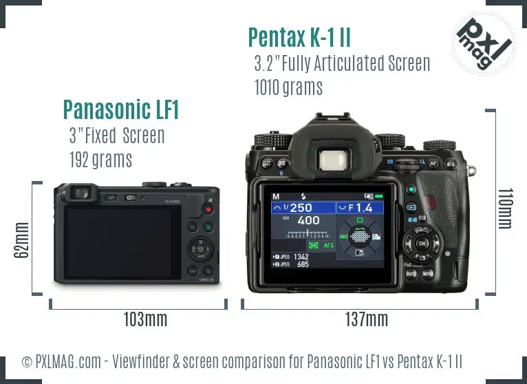 Panasonic LF1 vs Pentax K-1 II Screen and Viewfinder comparison