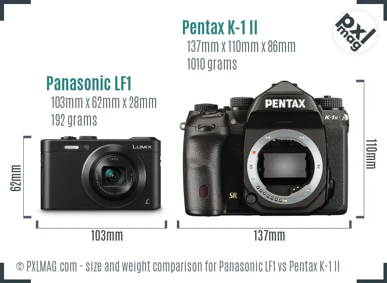 Panasonic LF1 vs Pentax K-1 II size comparison