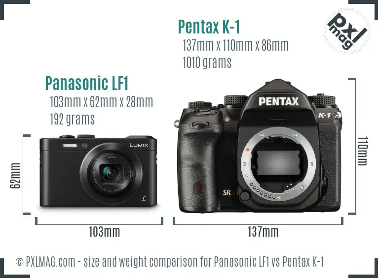 Panasonic LF1 vs Pentax K-1 size comparison