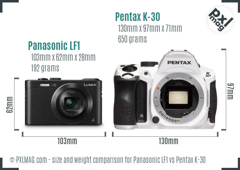 Panasonic LF1 vs Pentax K-30 size comparison