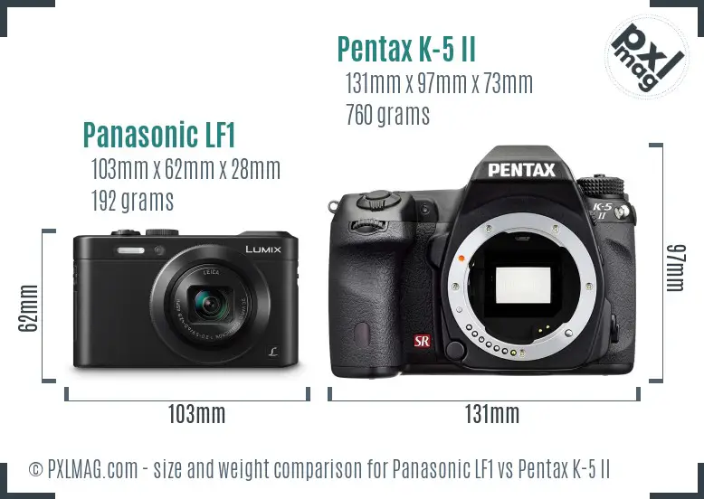 Panasonic LF1 vs Pentax K-5 II size comparison