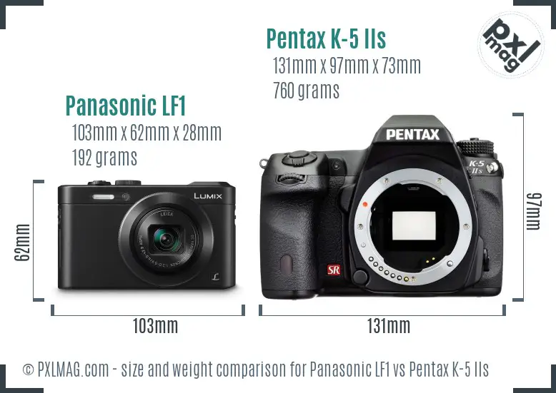 Panasonic LF1 vs Pentax K-5 IIs size comparison