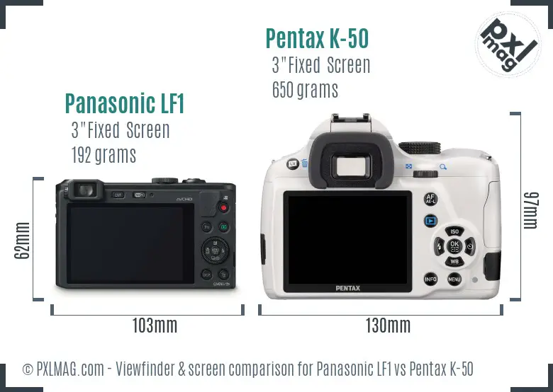 Panasonic LF1 vs Pentax K-50 Screen and Viewfinder comparison