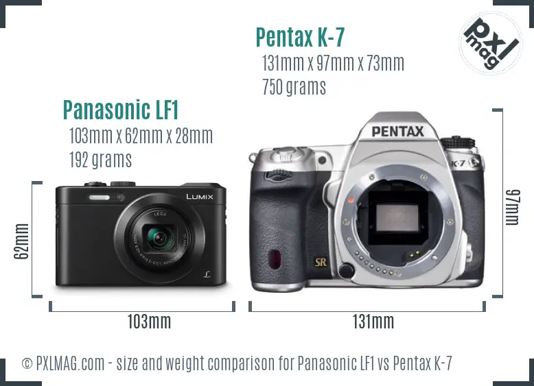 Panasonic LF1 vs Pentax K-7 size comparison