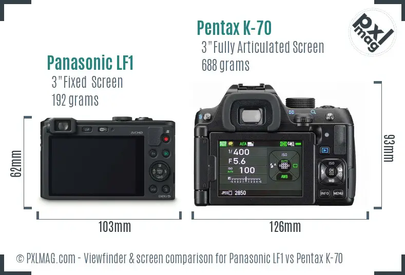 Panasonic LF1 vs Pentax K-70 Screen and Viewfinder comparison