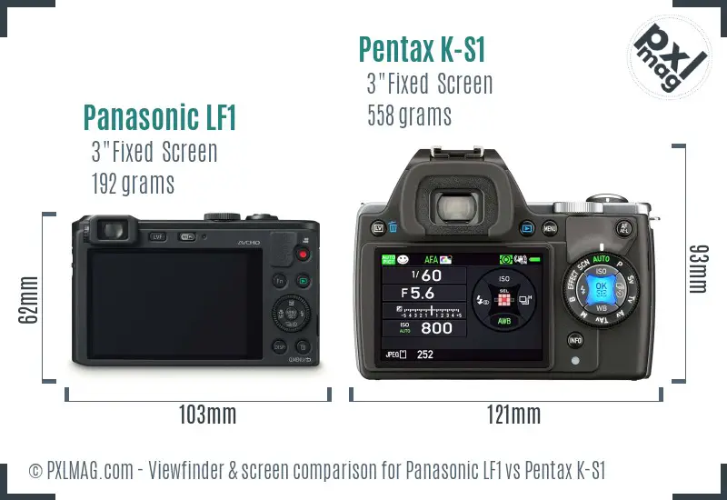 Panasonic LF1 vs Pentax K-S1 Screen and Viewfinder comparison
