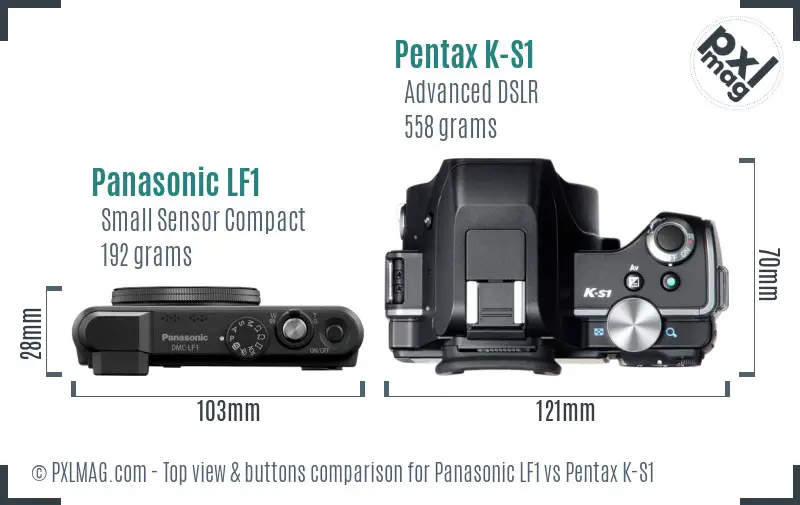 Panasonic LF1 vs Pentax K-S1 top view buttons comparison