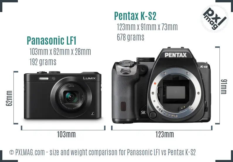 Panasonic LF1 vs Pentax K-S2 size comparison