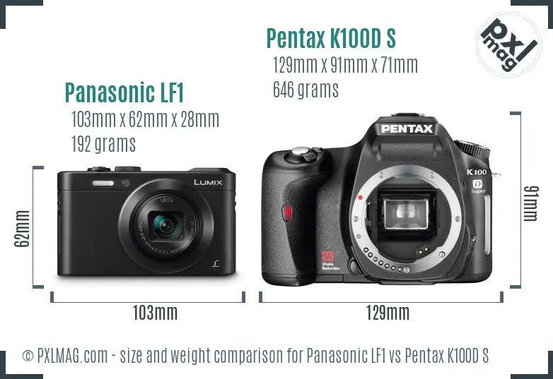 Panasonic LF1 vs Pentax K100D S size comparison