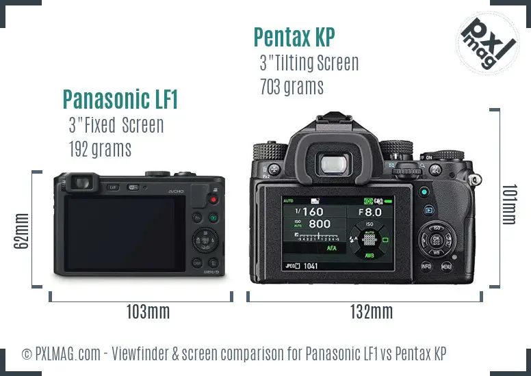 Panasonic LF1 vs Pentax KP Screen and Viewfinder comparison