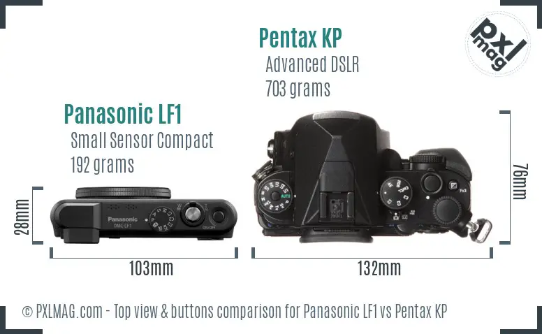 Panasonic LF1 vs Pentax KP top view buttons comparison