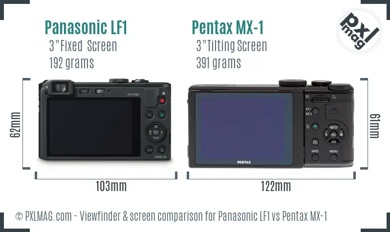 Panasonic LF1 vs Pentax MX-1 Screen and Viewfinder comparison