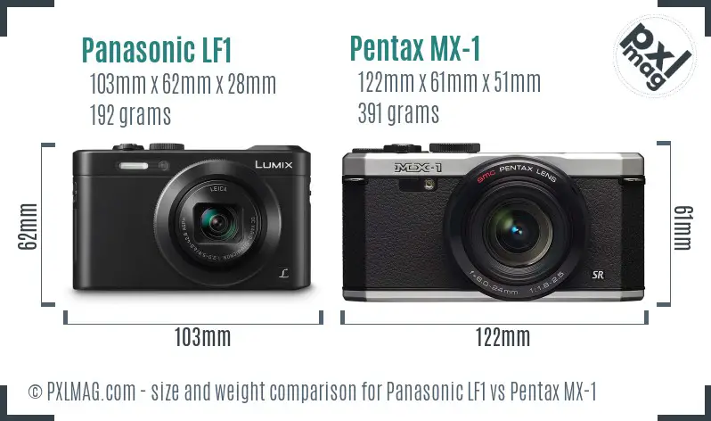 Panasonic LF1 vs Pentax MX-1 size comparison