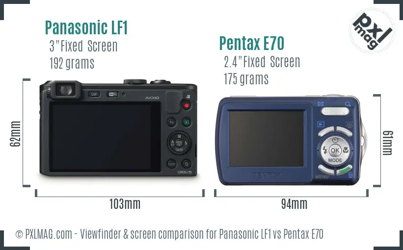 Panasonic LF1 vs Pentax E70 Screen and Viewfinder comparison