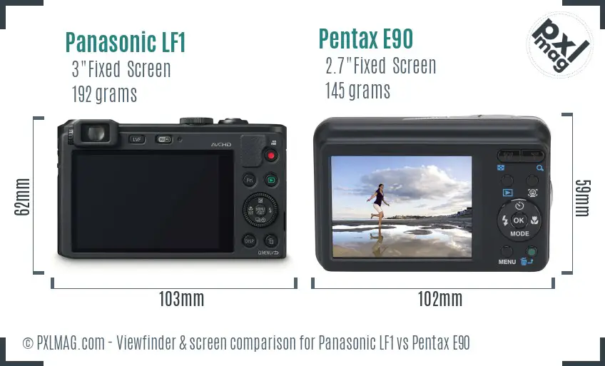 Panasonic LF1 vs Pentax E90 Screen and Viewfinder comparison