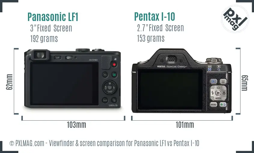 Panasonic LF1 vs Pentax I-10 Screen and Viewfinder comparison