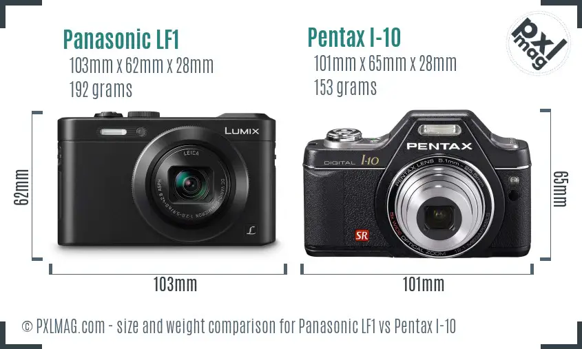 Panasonic LF1 vs Pentax I-10 size comparison