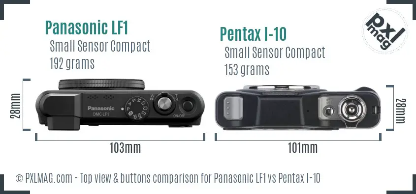 Panasonic LF1 vs Pentax I-10 top view buttons comparison